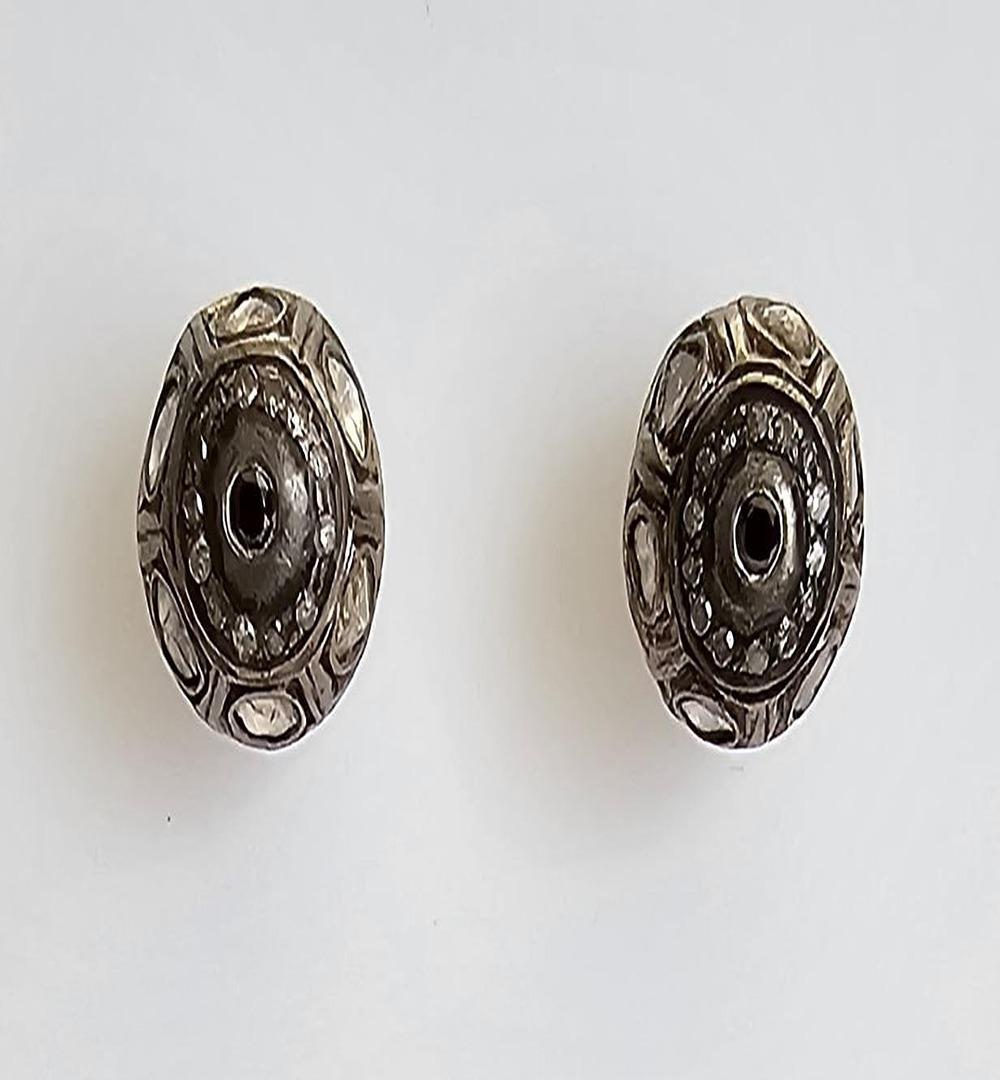 Art Nouveau Rose Cut Diamonds Ball Earrings For Sale