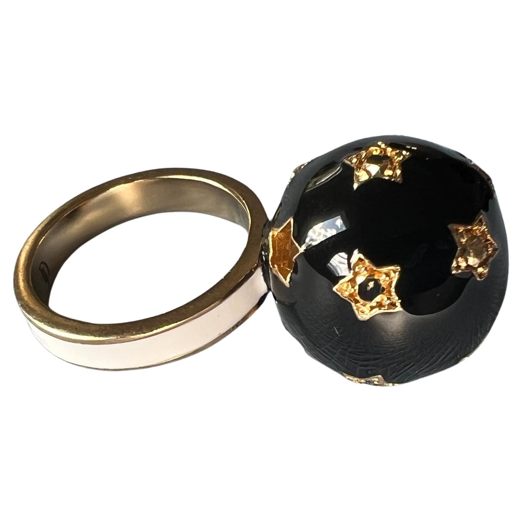 Anello Diamond Ball con smalto nero J DAUPHIN