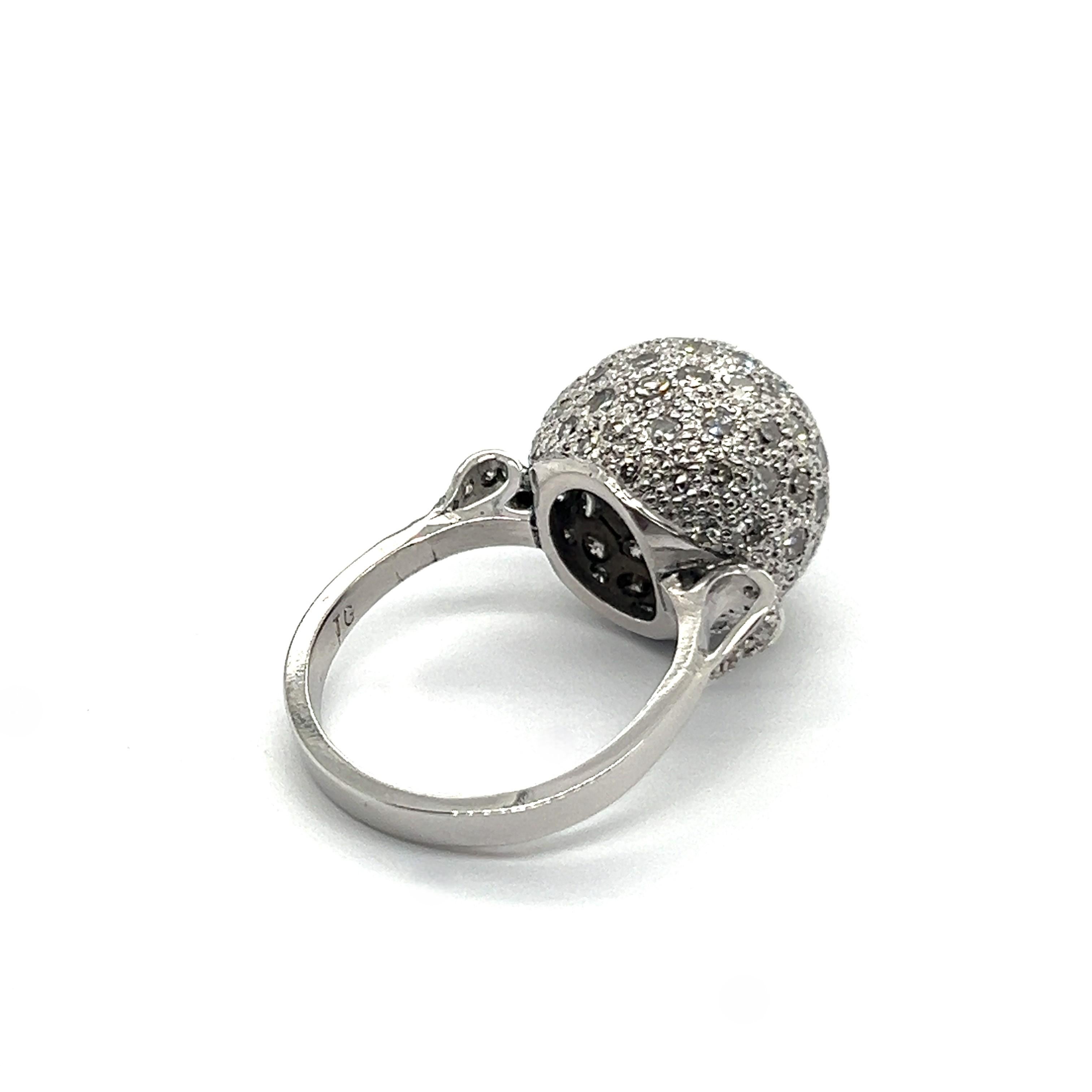 Anello Ball and Ball con diamanti in oro bianco da 18 carati in vendita 4