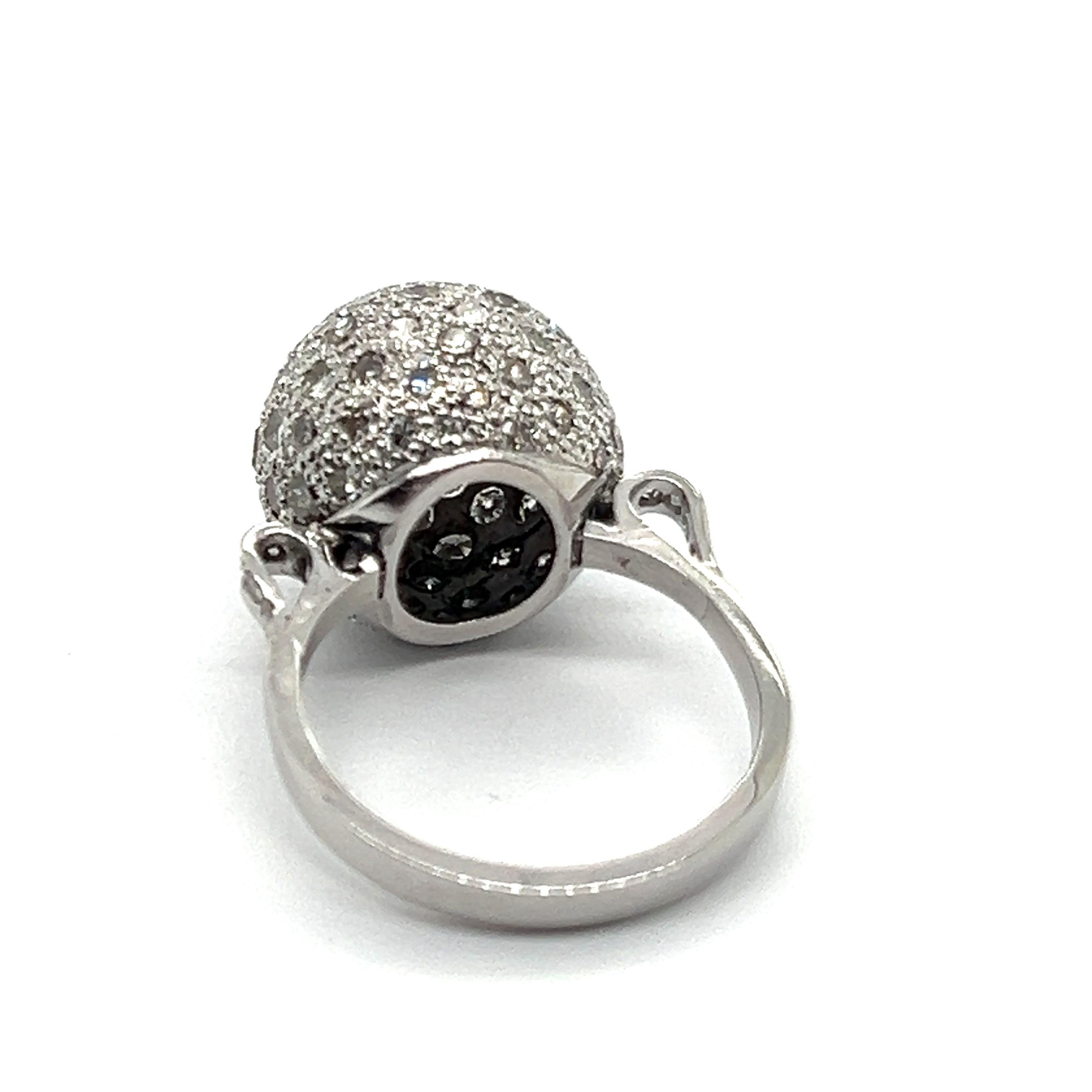 Anello Ball and Ball con diamanti in oro bianco da 18 carati in vendita 7