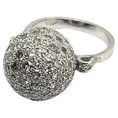 Diamond Ball Ring in 18 Karat White Gold