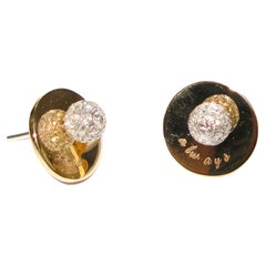 Diamond Ball Stud Earring Made in 18k Gold With Love Always Engraving