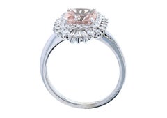 Diamond Ballerina Halo Baguette Ring with Morganite Center '18 Karat Gold'