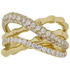 Diamond Bamboo Crossover Ring