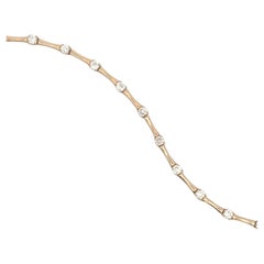Diamond Bamboo Link Bar Bracelet 2.52 Carats 14 Karat Yellow Gold G VS2