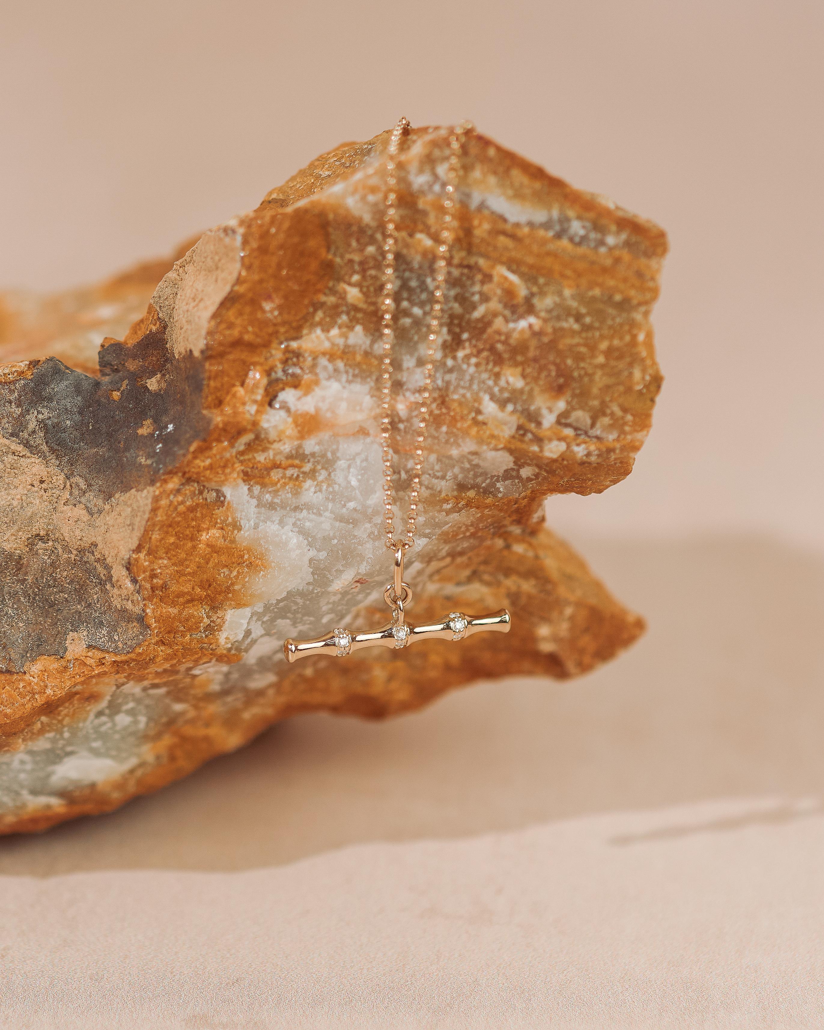 Artisan Collier à barrettes en bambou et diamants en vente