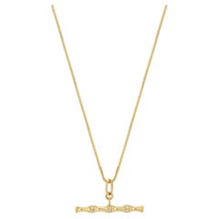 Diamond Bamboo T Bar Necklace