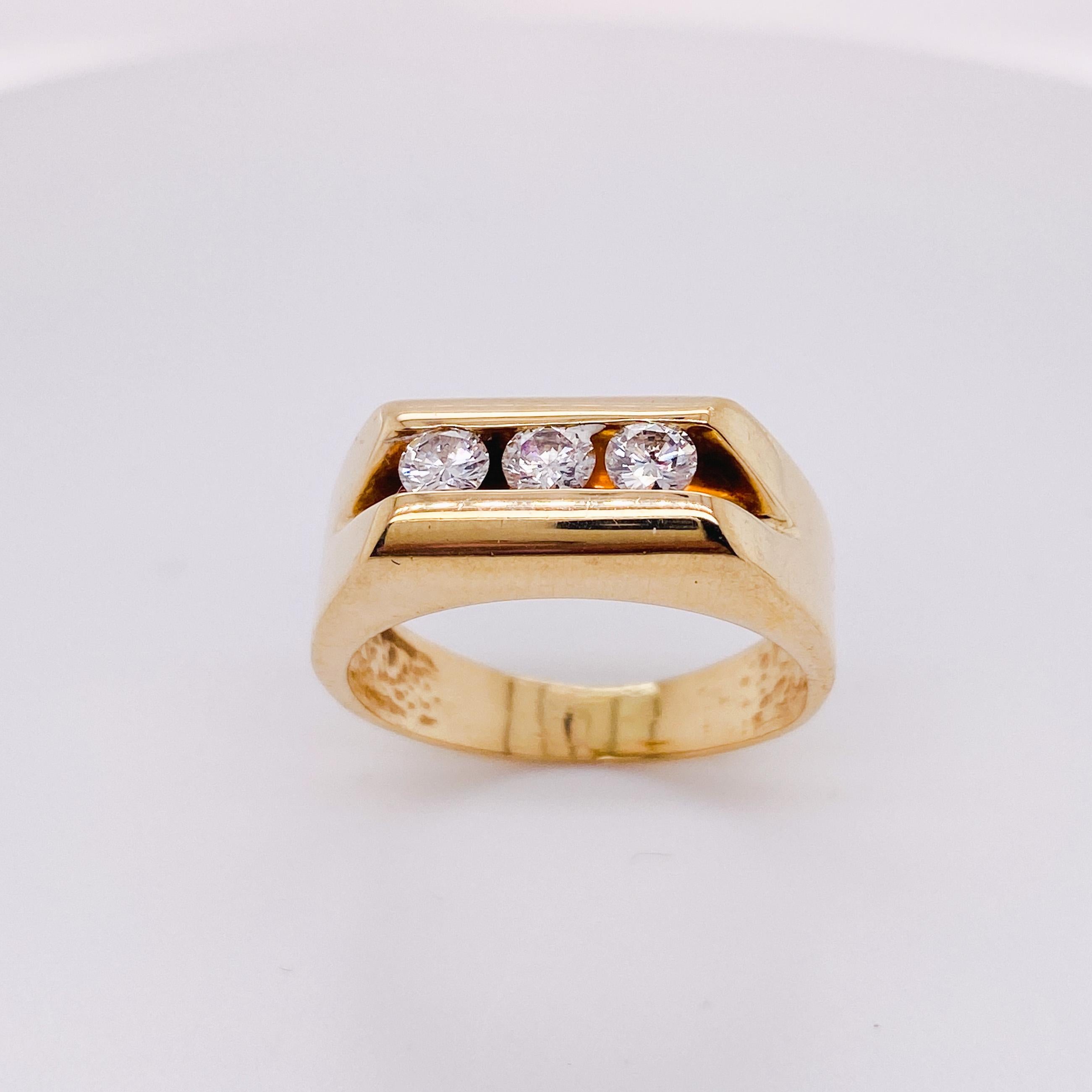 Modern Diamond Band .50 Carats F Color 1/2 Carat Matching Diamonds 14K Yellow Gold Ring For Sale