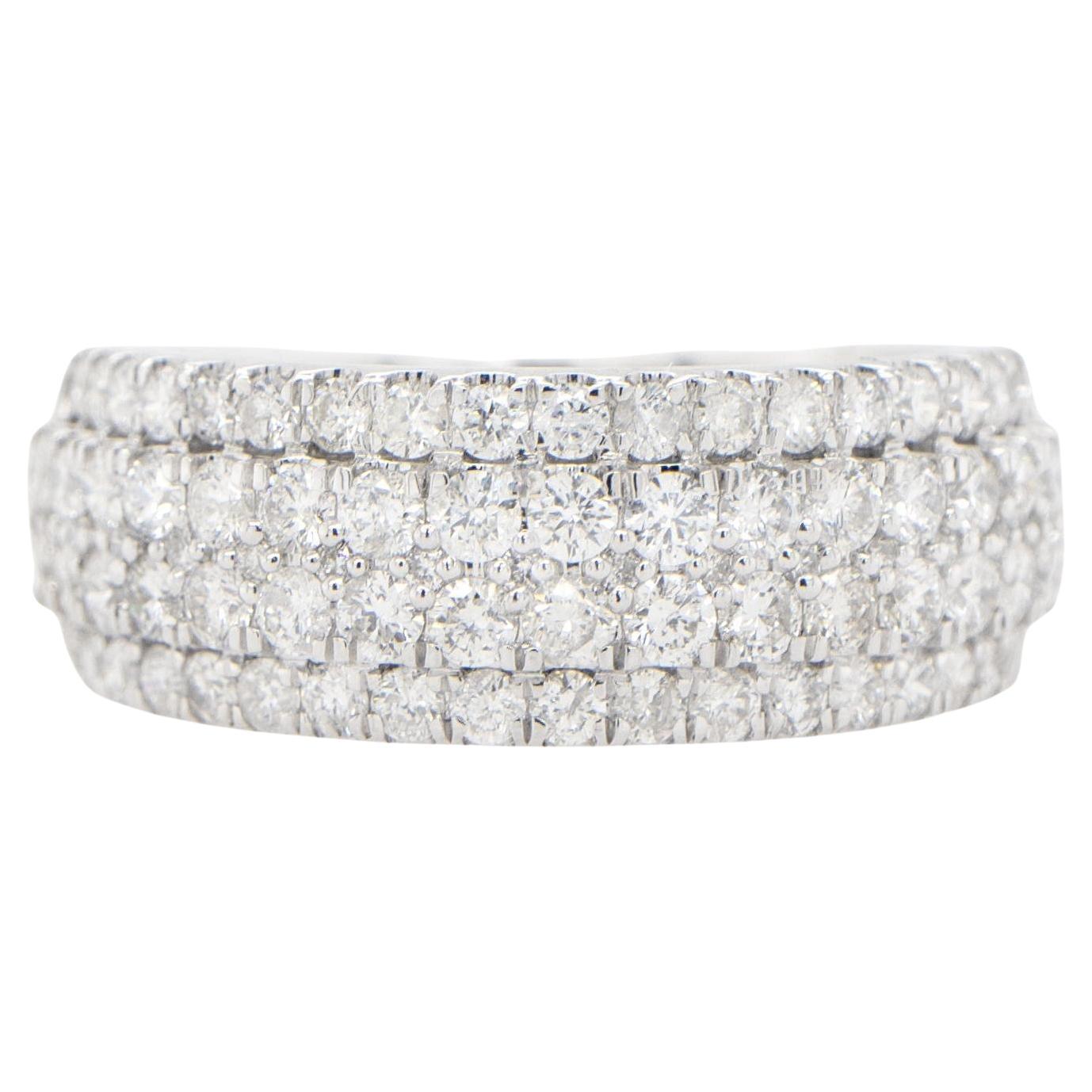 Diamond Band Cluster Ring 1.27 Carats 18K White Gold