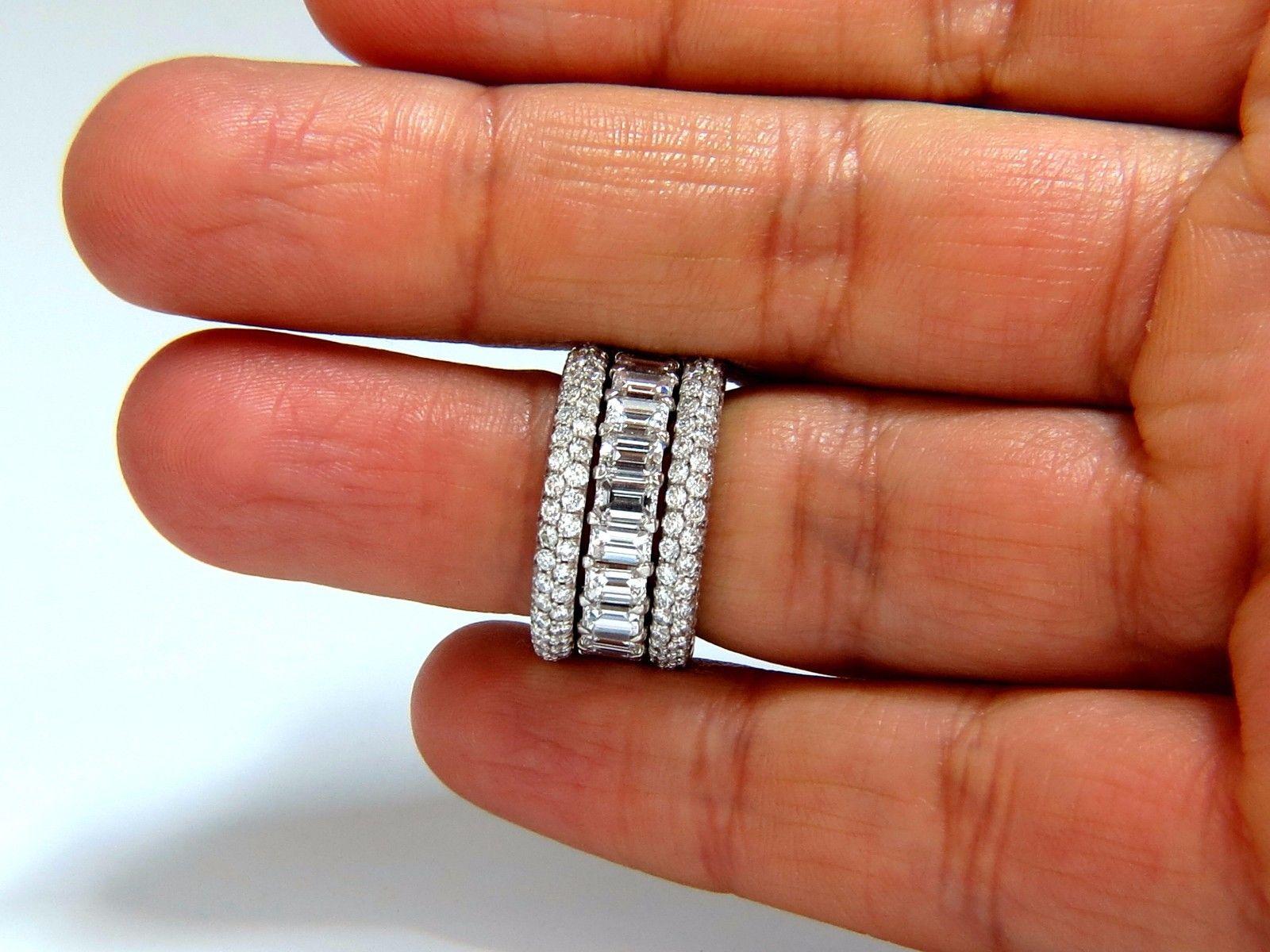 10.50ct Three Stackable Diamond Bands Platinum & 14 Karat In New Condition In New York, NY