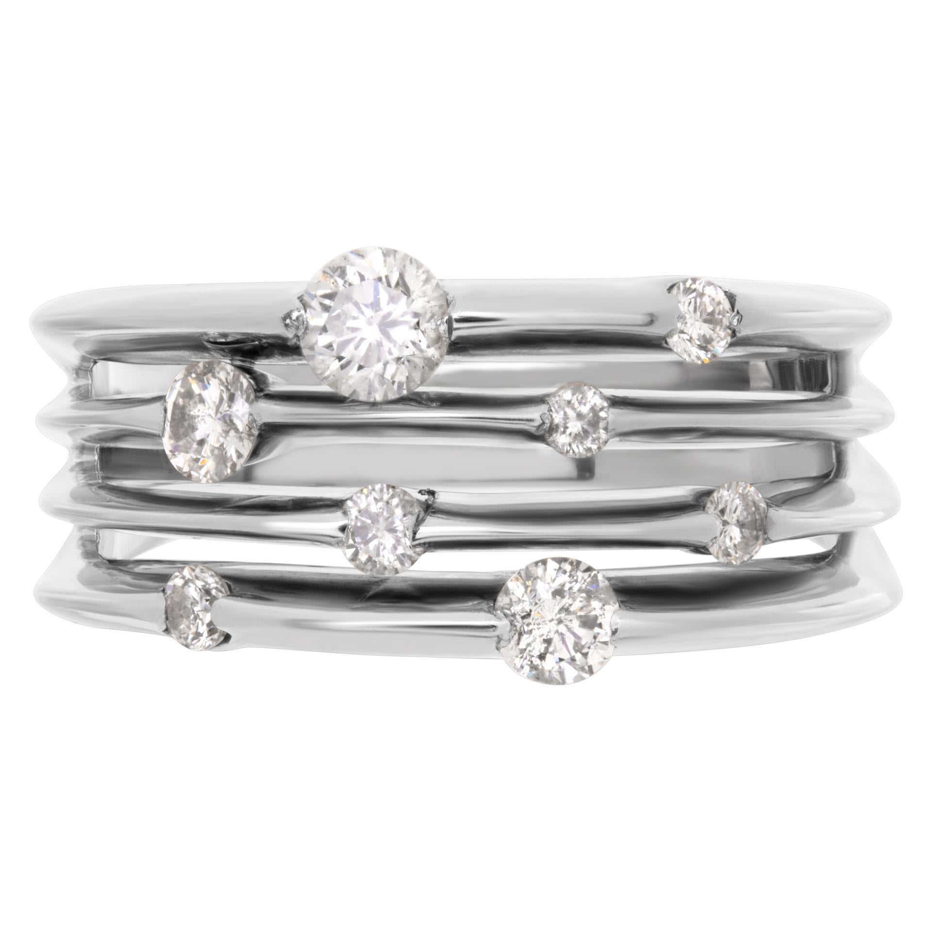 Diamond band in 14k white gold with different size diamond 