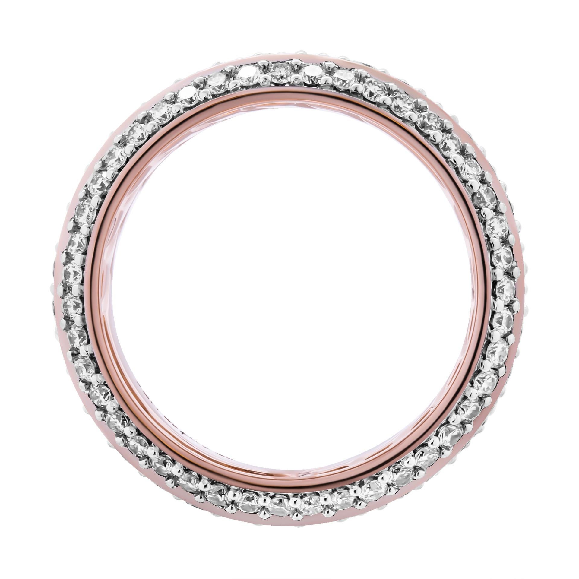 Round Cut Diamond Band in 18K Rose Gold For Sale