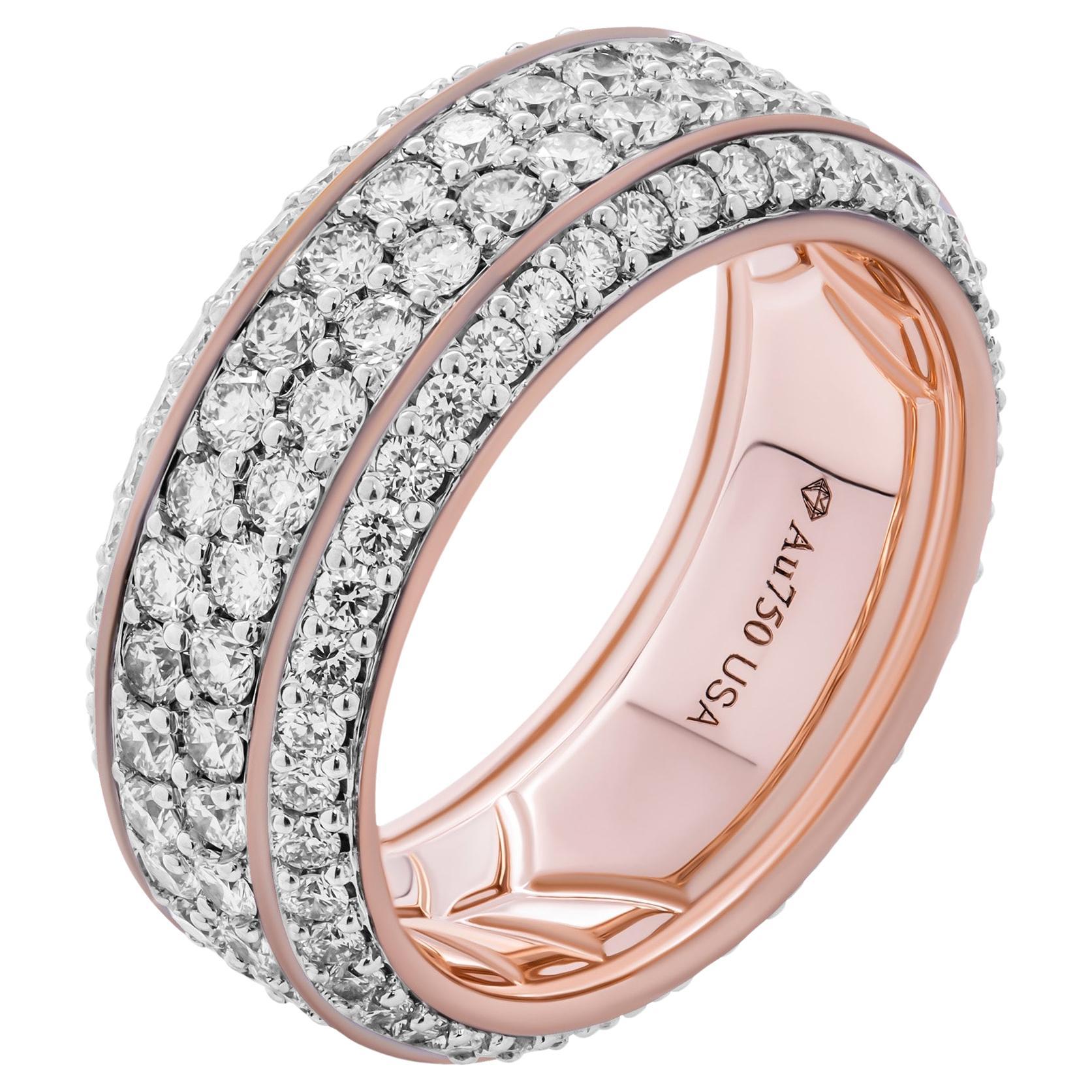 Diamond Band in 18K Rose Gold For Sale