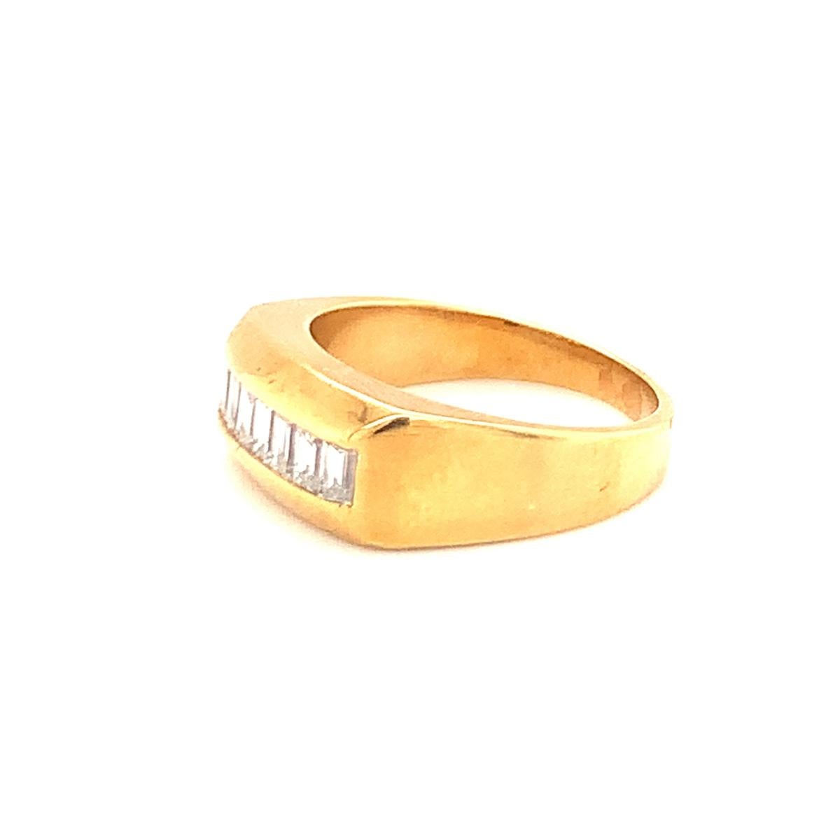 Baguette Cut Diamond Band in 18k Yellow Gold, circa 1970s For Sale