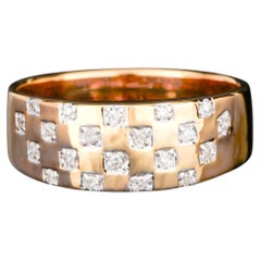 Diamond Band Ring 0.18 Carats Gold Plated Silver