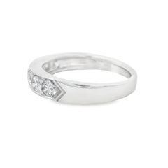 Diamond Band Ring 0.88 Carats in 14K White Gold, Size 7
