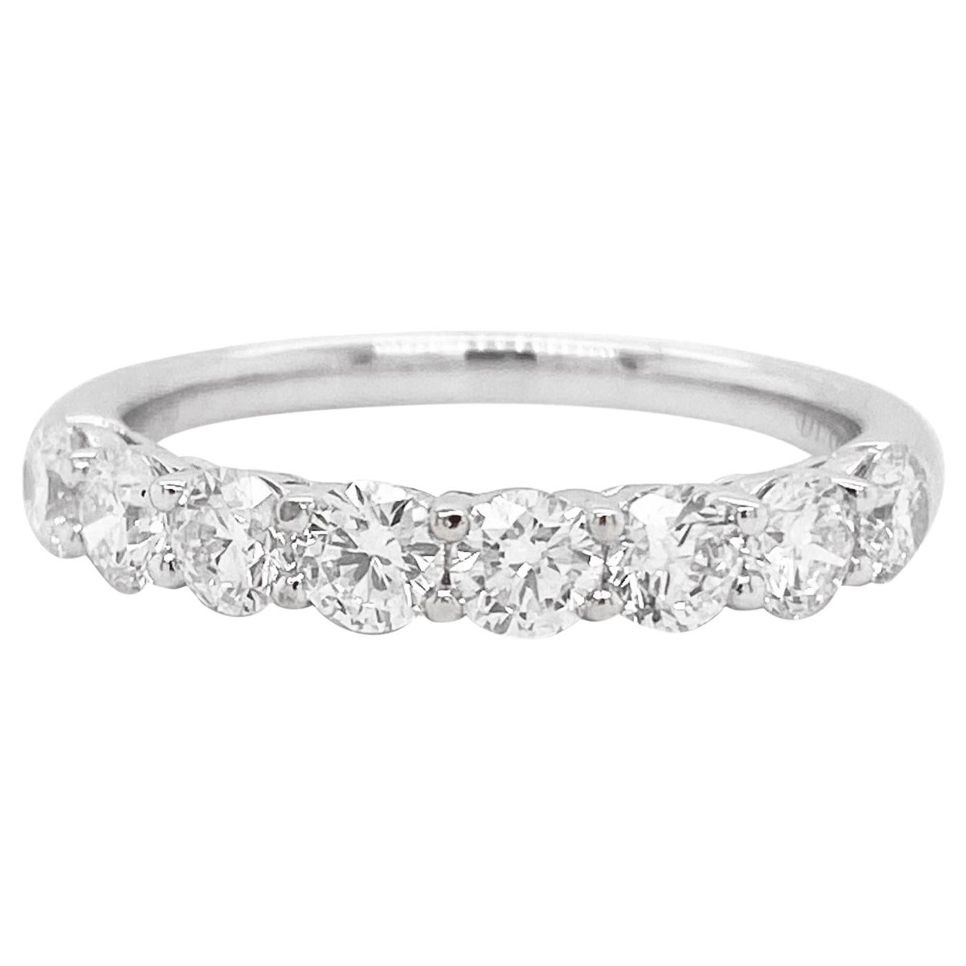 Anillo de diamantes, diamante redondo de 1,11 quilates, alianza de boda, apilable