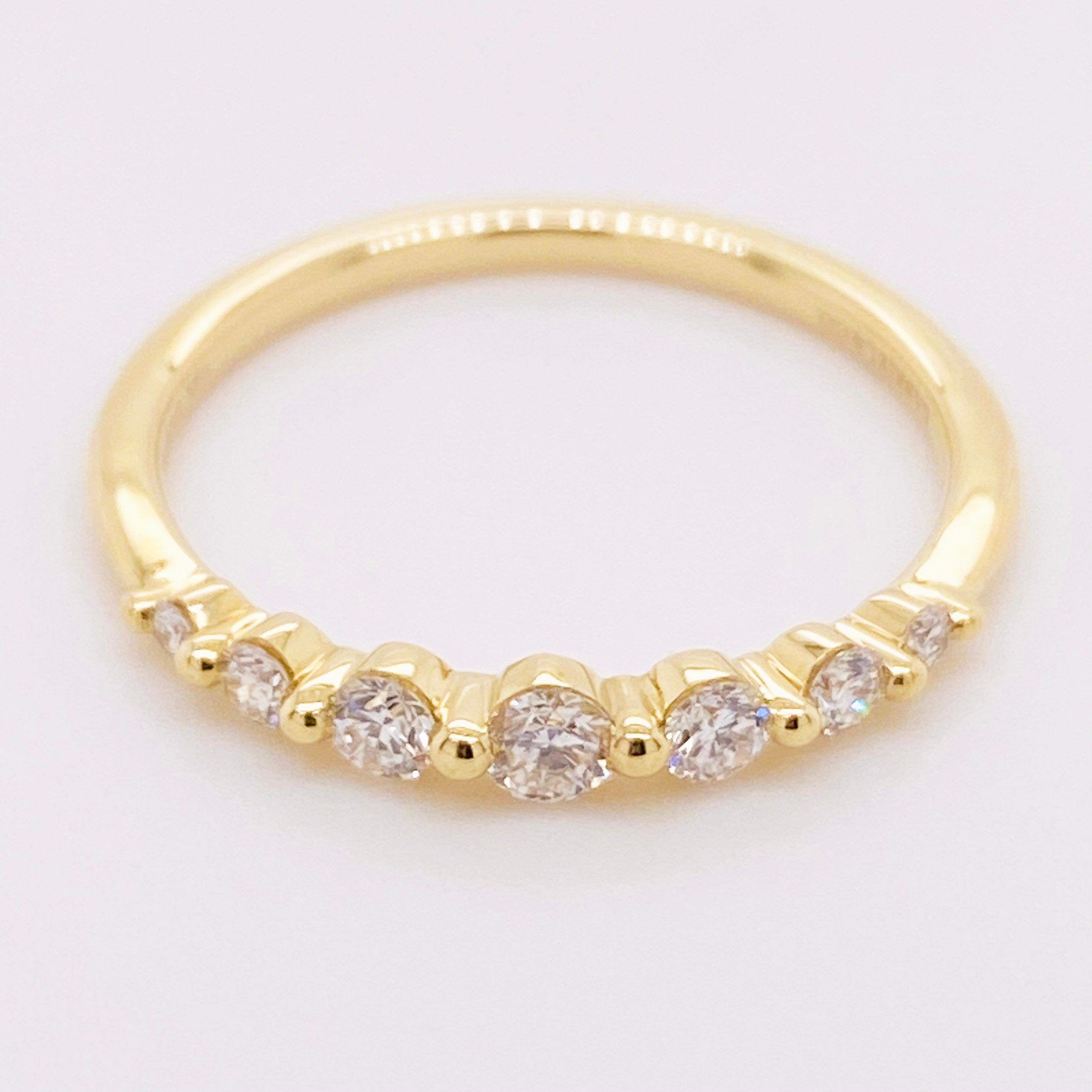 For Sale:  Diamond Band Ring, 14 Karat Gold Graduating Single Prong, Gabriel LR51740Y45JJ 3