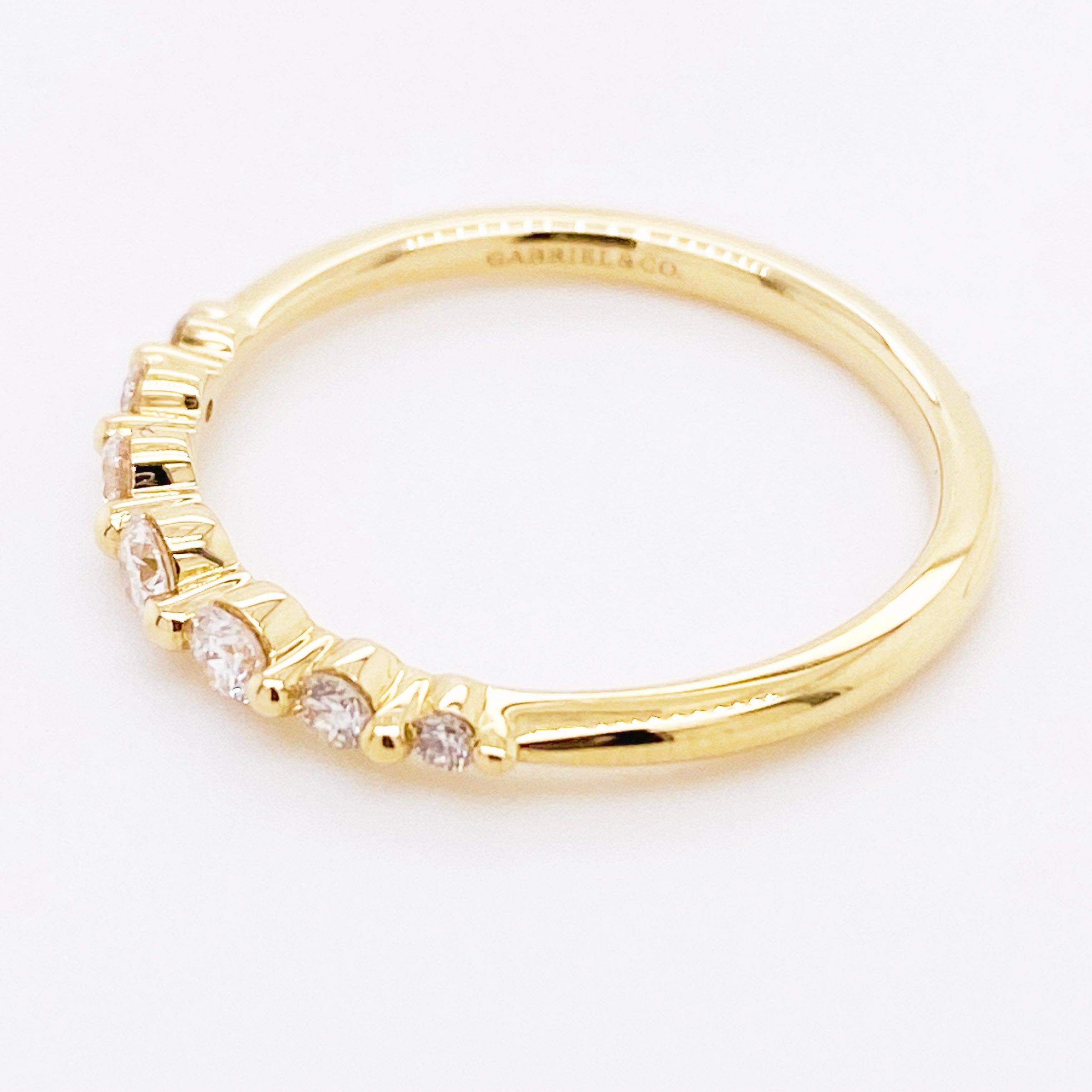 For Sale:  Diamond Band Ring, 14 Karat Gold Graduating Single Prong, Gabriel LR51740Y45JJ 4