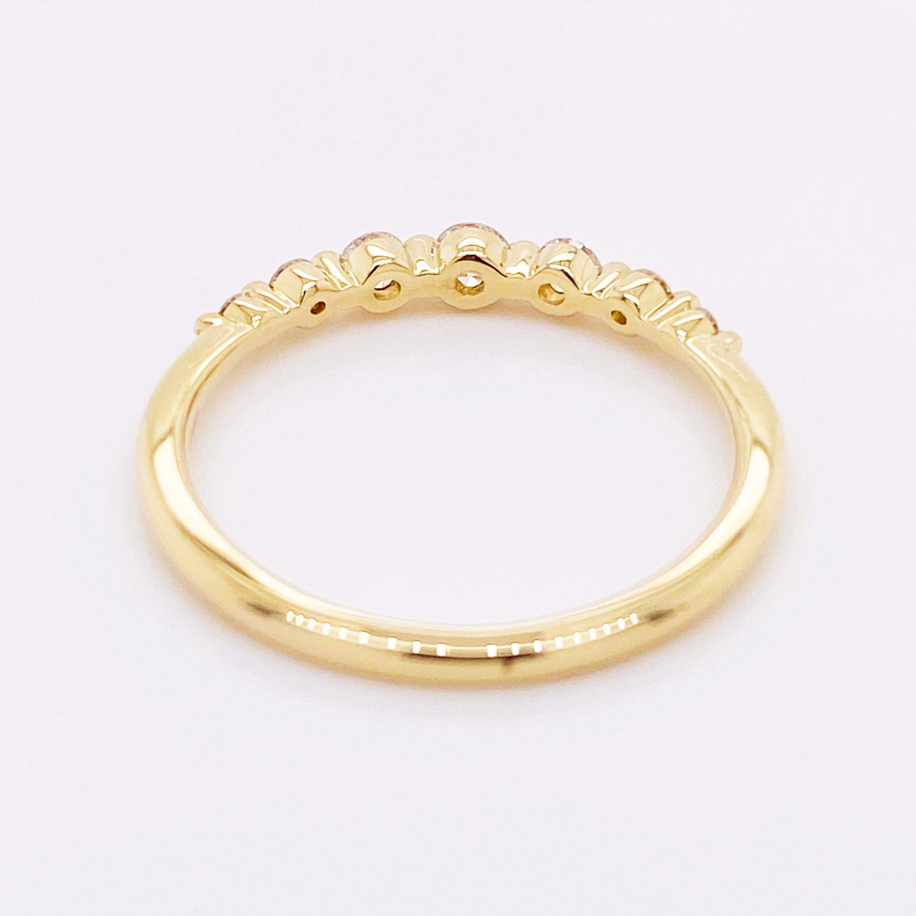 For Sale:  Diamond Band Ring, 14 Karat Gold Graduating Single Prong, Gabriel LR51740Y45JJ 5