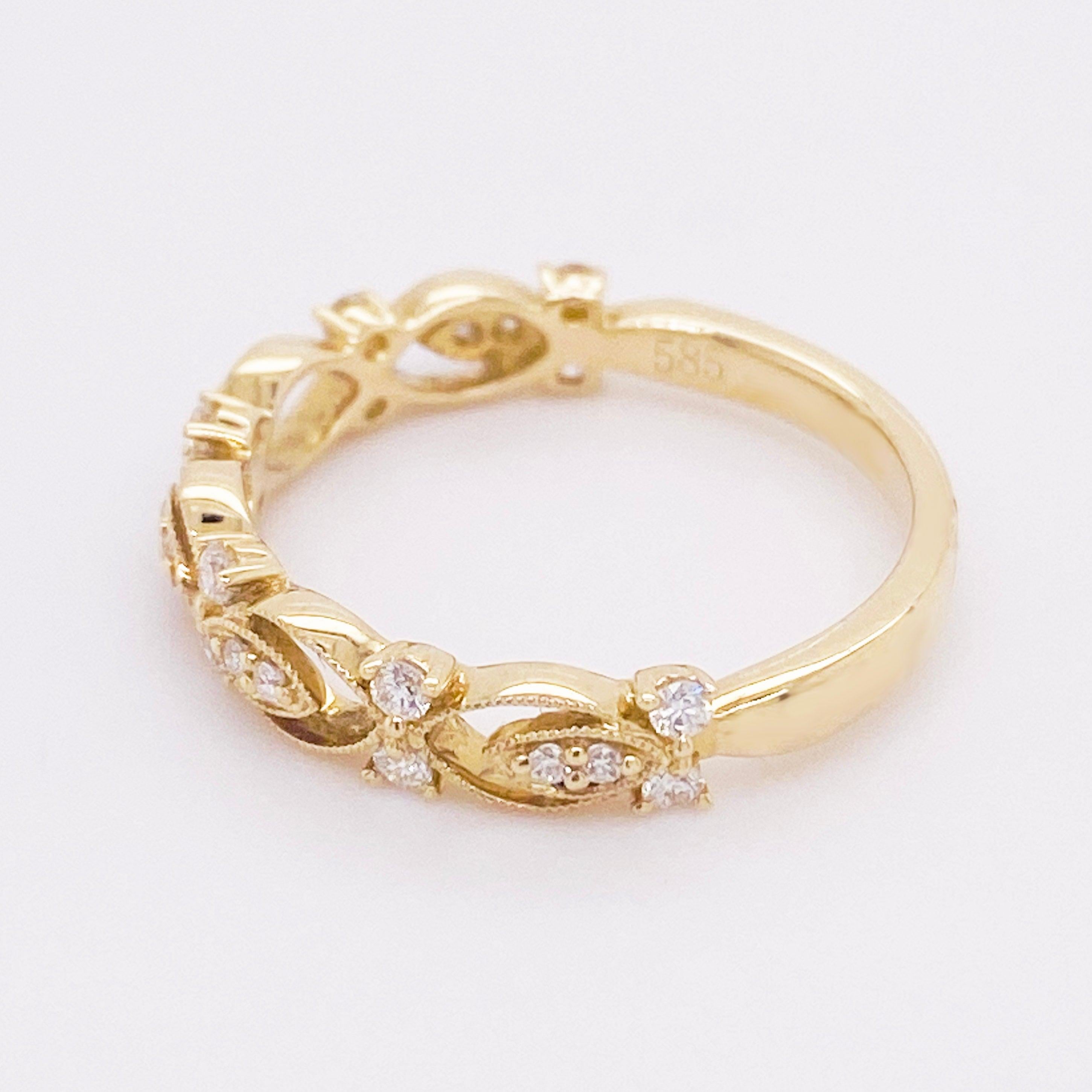 For Sale:  Diamond Band Ring, 14 Karat Gold, Wedding Band, Fashion Band, Stackable Band 4