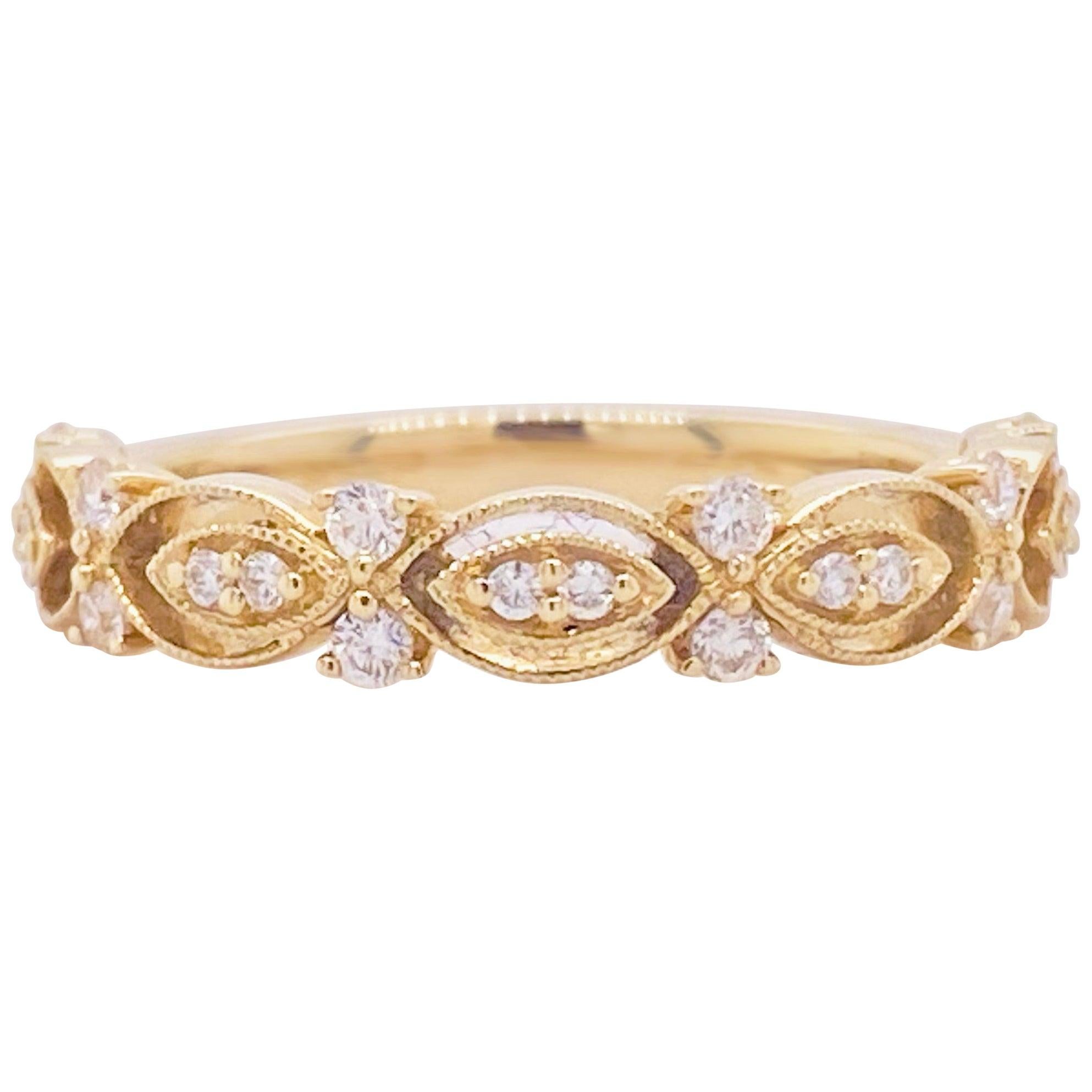 Diamant-Ring, 14 Karat Gold, Ehering, Modering, Stapelbarer Ring