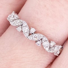 Anillo de Diamantes, Alianza de Oro Blanco de 14 Kilates, Anillo de Diamantes Zig Zag