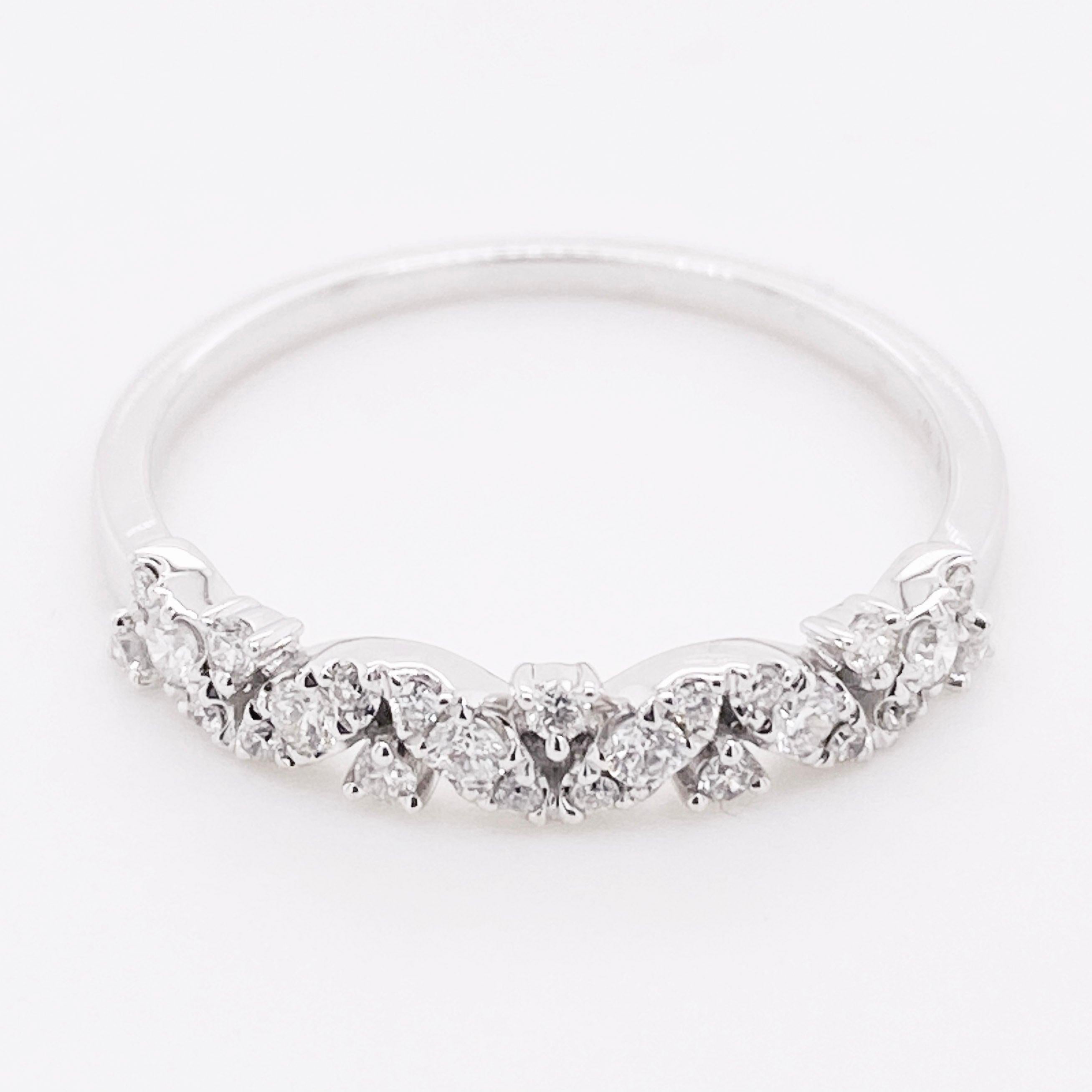 For Sale:  Diamond Band Ring, 14 Karat White Gold Wedding Band, Zig Zag Diamond Band 3