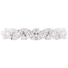 Anillo de Diamantes, Alianza de Oro Blanco de 14 Kilates, Anillo de Diamantes Zig Zag