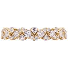 Diamond Band Ring, 14 Karat Yellow Gold Wedding Band, Zig Zag Diamond Band