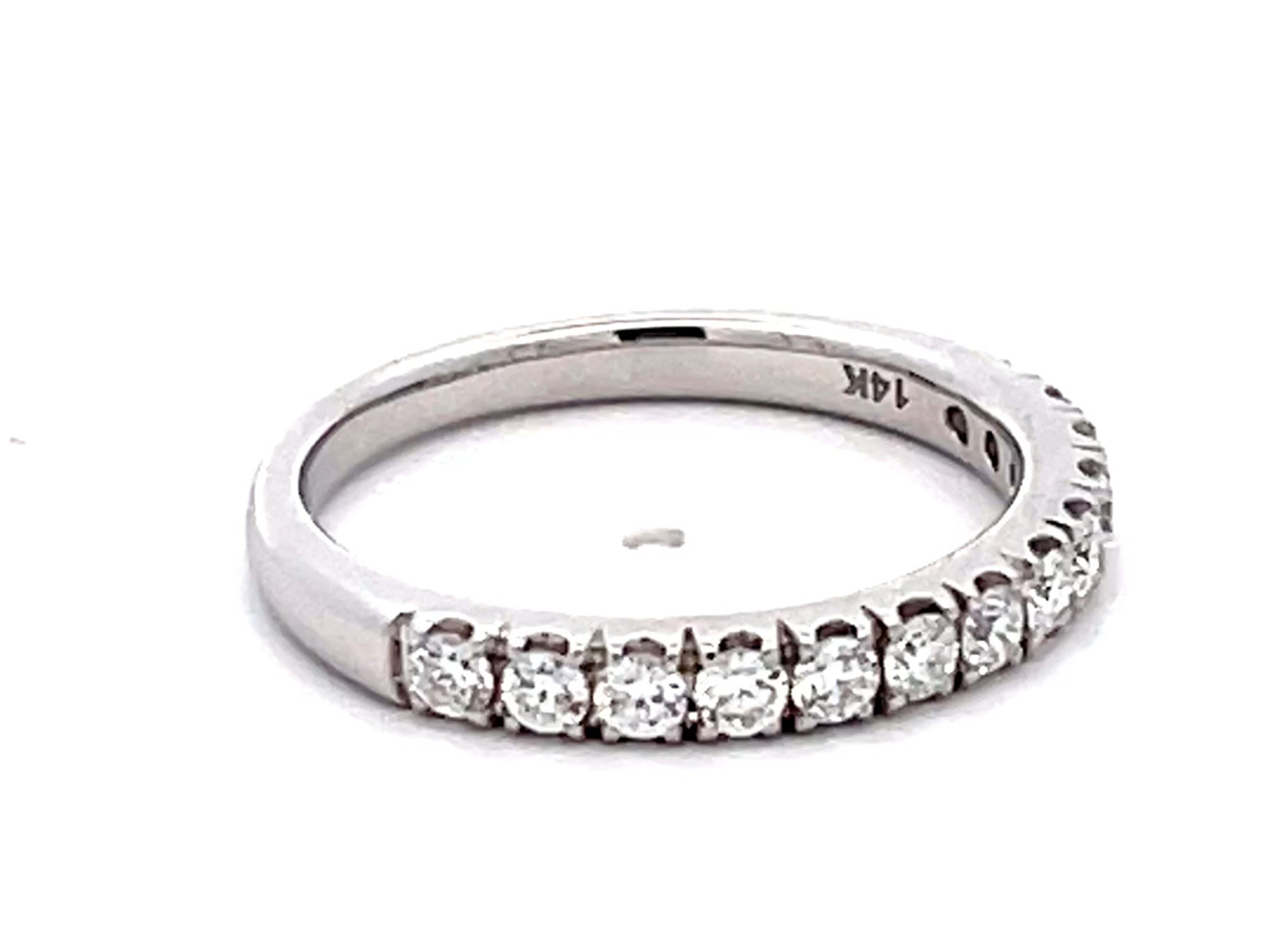 Modern Diamond Band Ring 14k White Gold For Sale