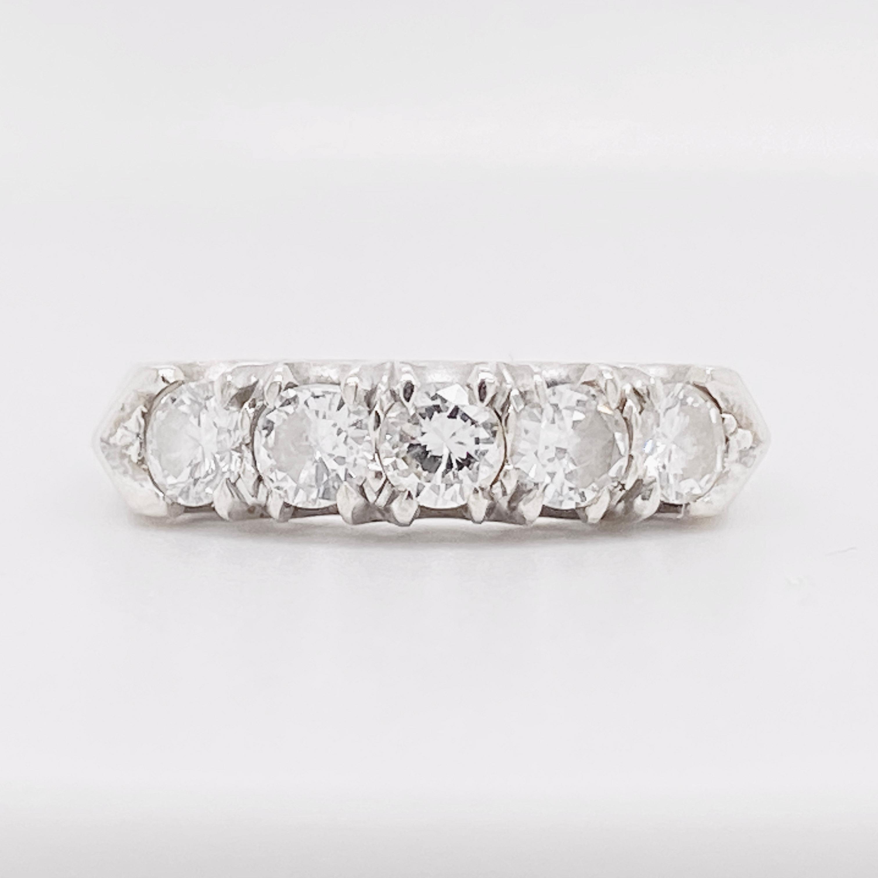 Moderne Bague jonc en or blanc 14 carats et diamants, mariage, mode en vente