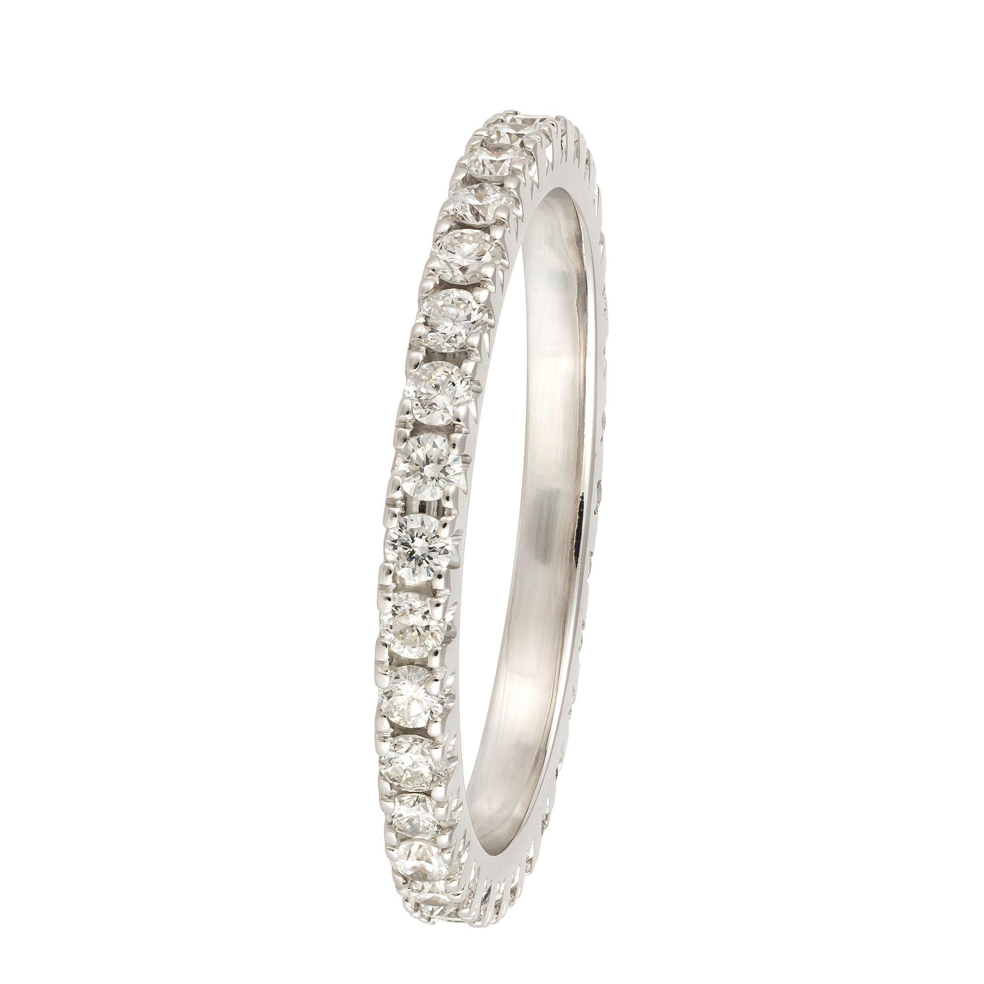 Diamond Band RING 18K White Gold 0.70 Cts/32 Pcs