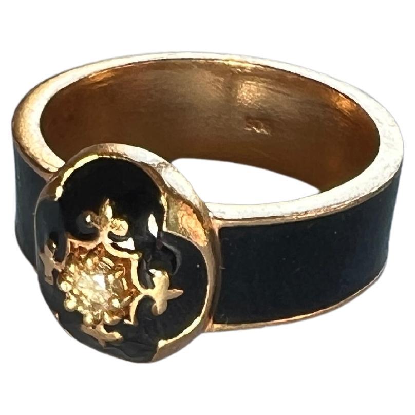 Single Cut Diamond Band Ring Black For Sale