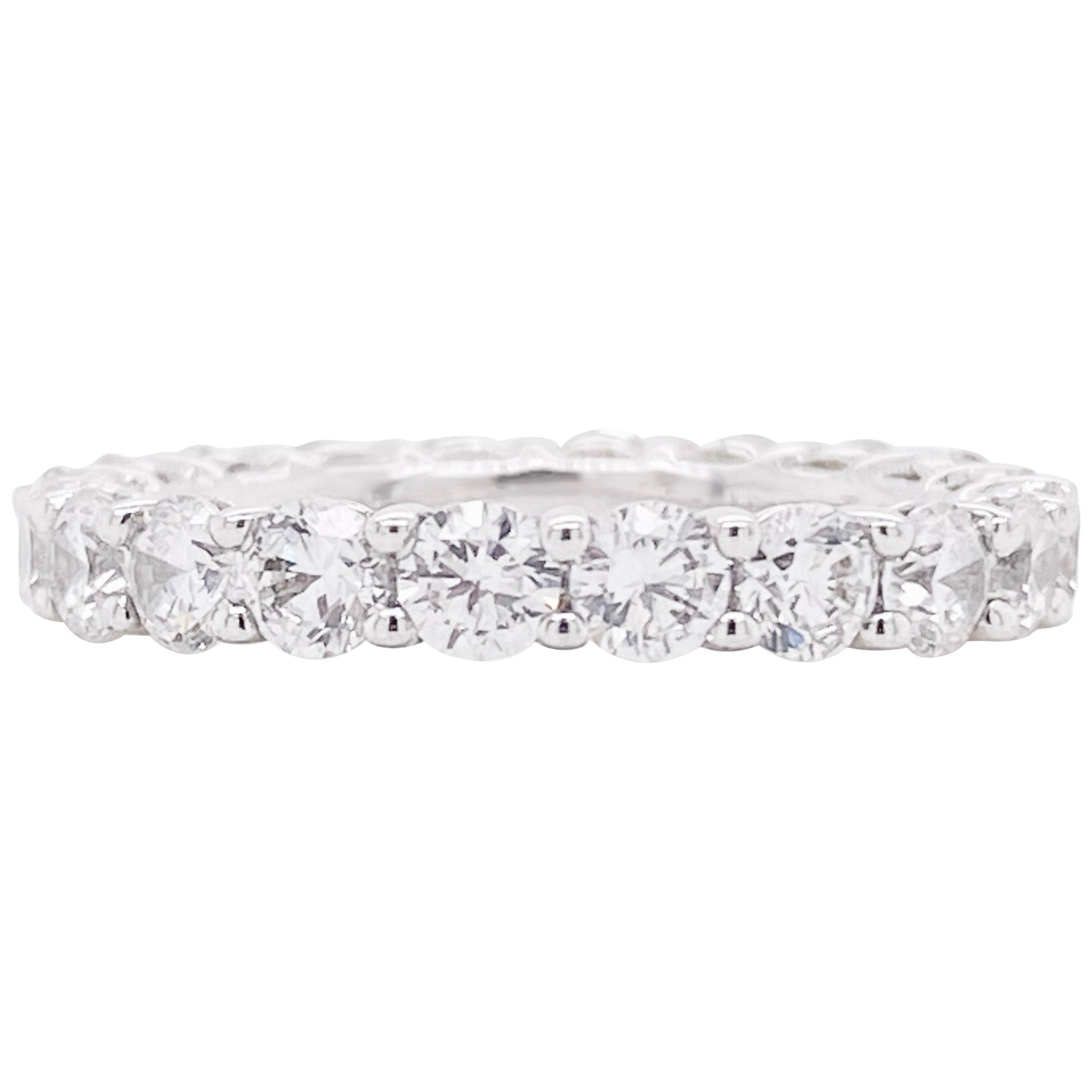 Bague à anneau en diamant, anneau d'éternité, or blanc 14 carats, mariage, mode