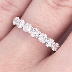 Diamond Band Ring Half Eternity Band 18 Karat White Gold 1.00 Carat Wedding Band