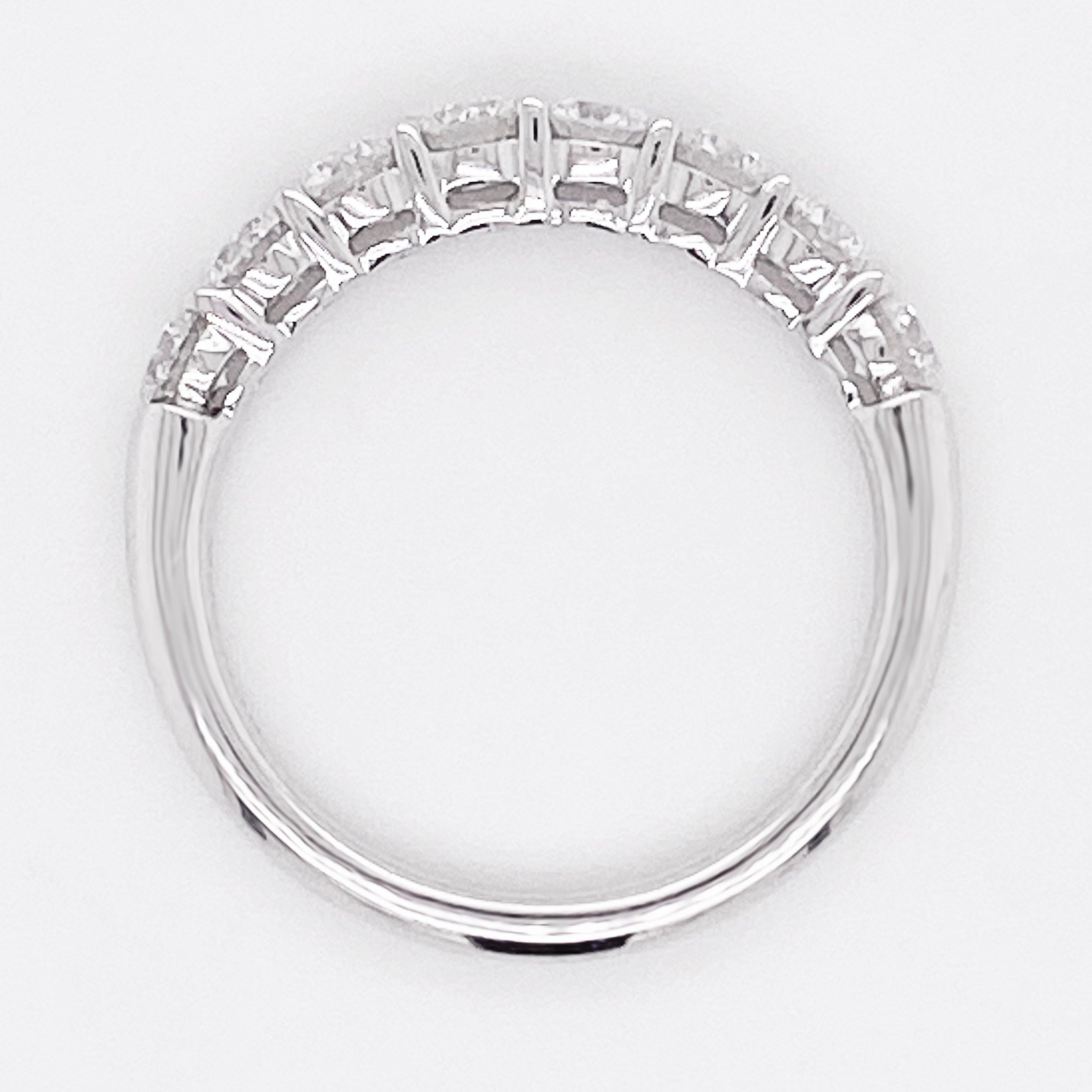 For Sale:  Diamond Band Ring Half Eternity Band 18 Karat White Gold 1.00 Carat Wedding Band 4