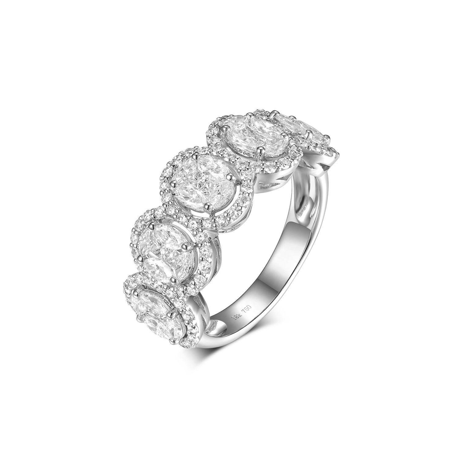 This ring features princess diamond 0.33 carat, marquise diamond 0.95 carat and round diamond 0.50 carat.  Ring is set in 18 karat white gold. Great for everyday use and it is stack-able with other ring.

Resizing is available
US 7
Princess Diamond