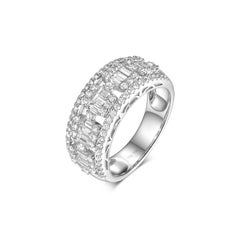 18K White Gold Diamond Band Ring – 1.27 Carats of Tapered and Round Diamonds