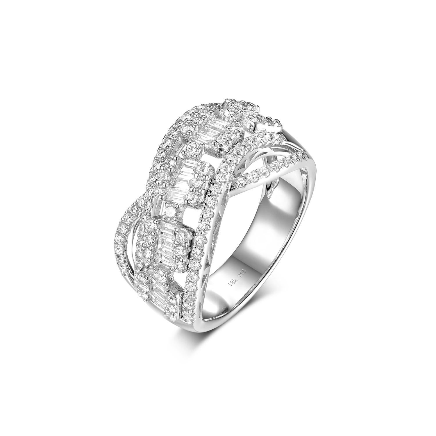 This band ring features taper diamond 0.38 carat and round diamond 0.74 carat.  A simple yet elegant piece.  Truly a special gift for that special someone.

US 7
Resizing is available
Taper Diamond 0.38 carat
Round Diamond 0.74 carat