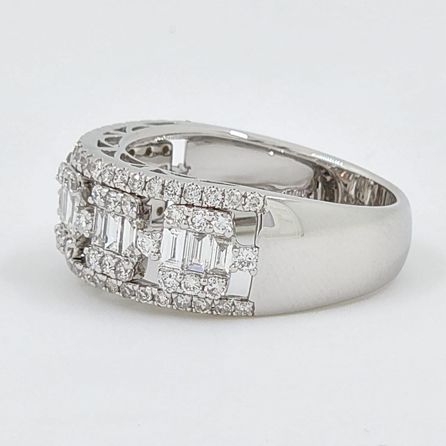Modernist Diamond Band Ring in 18 Karat White Gold For Sale