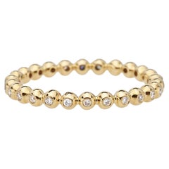 Diamantbandring aus 18 Karat Gold im Boho-Stil, Granatierter Stapelring mit Perlen