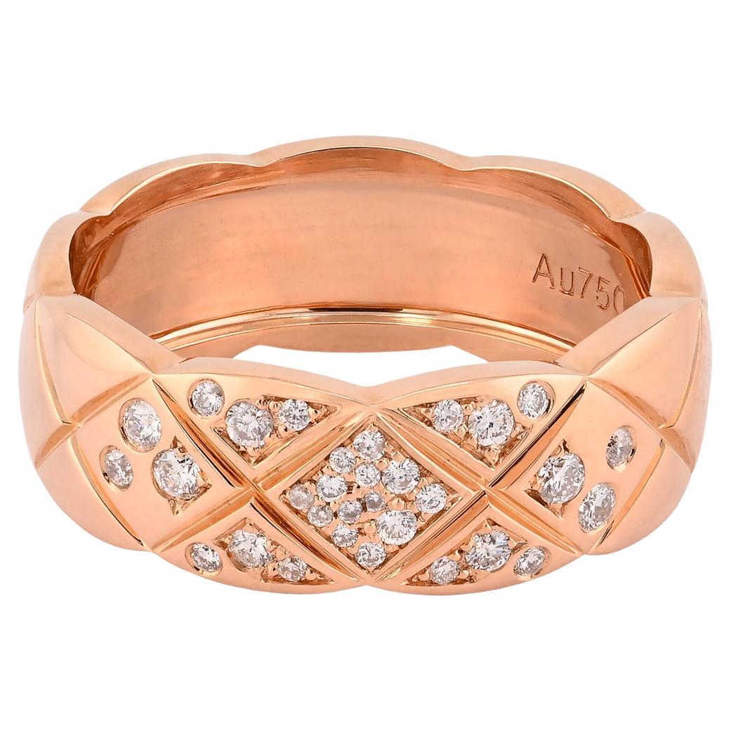 Anello con fascia di diamanti in oro rosa 18kt in vendita