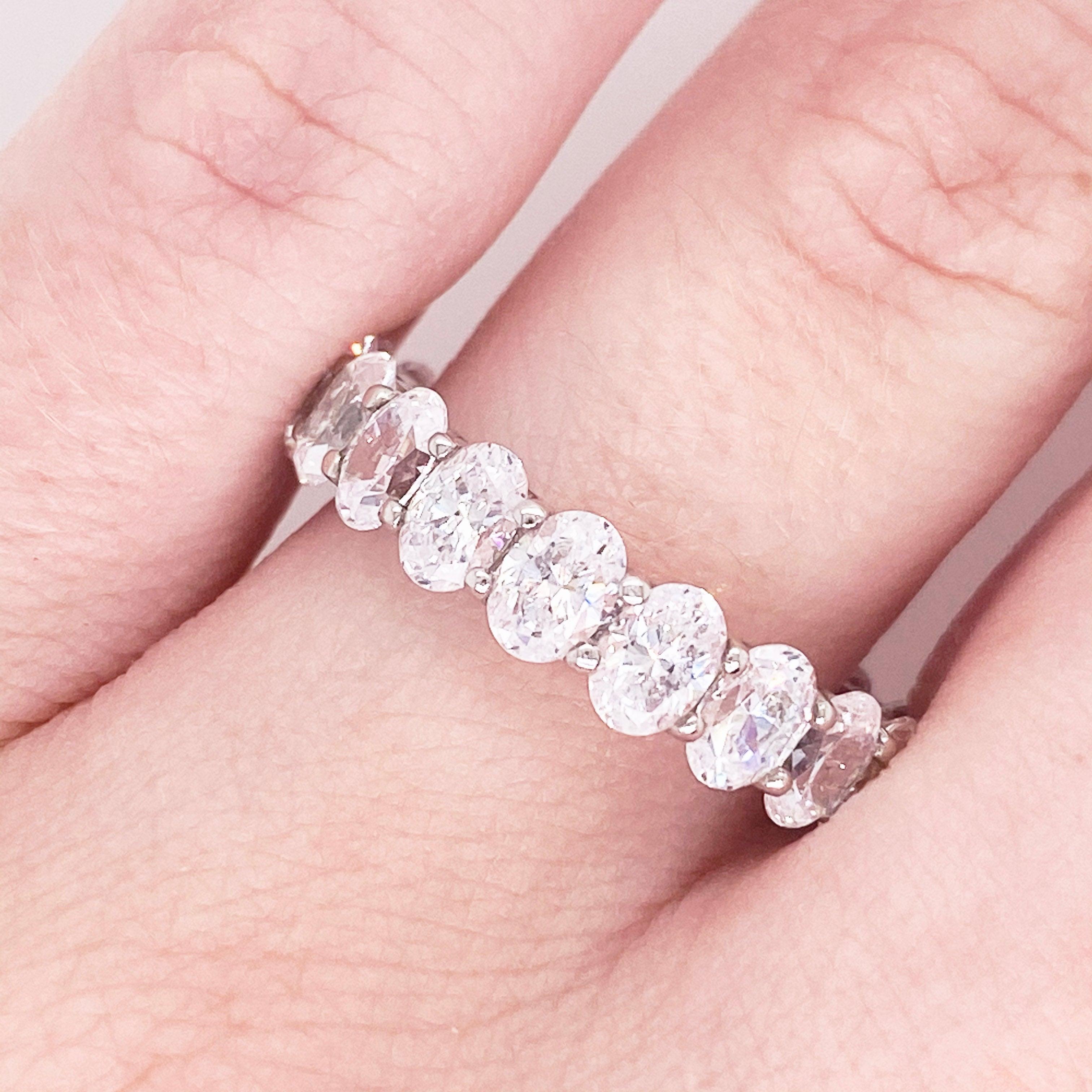 For Sale:  Diamond Band Ring, Oval Cut, Eternity Band, 14 Karat White Gold, Wedding 2