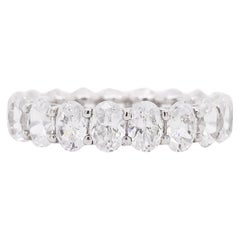 Diamond Band Ring, Oval Cut, Eternity Band, 14 Karat White Gold, Wedding