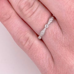 Diamond Band Ring, Round, Marquise, White Gold, Wedding Band, Stackable Band