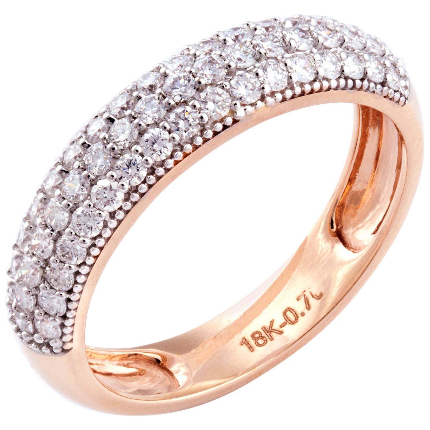 Diamond Band Ring Set in 18 Karat Rose Gold 'VS/G Quality' For Sale