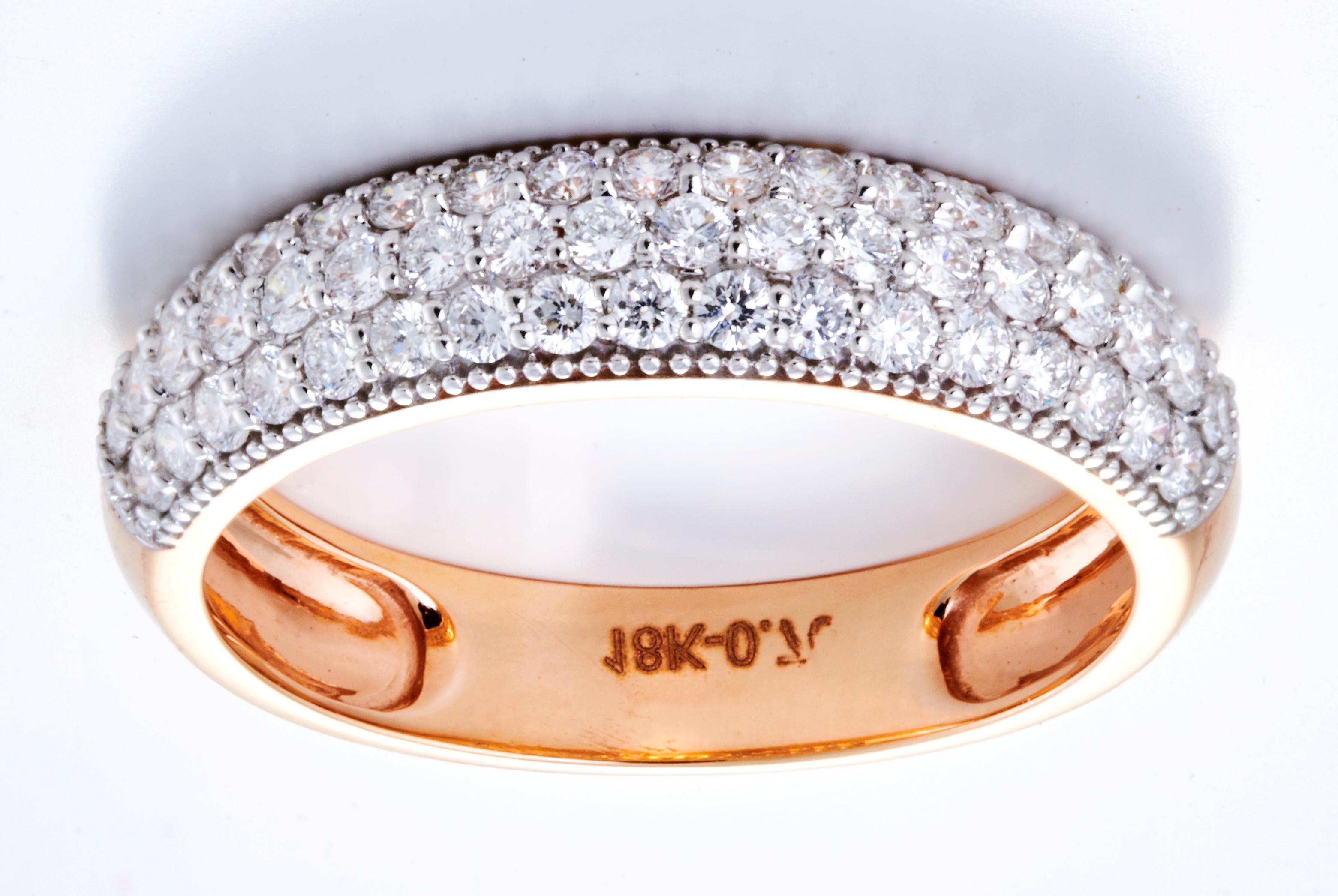 Diamond Band Ring Set in 18 Karat Rose Gold 'VS/G Quality' In New Condition For Sale In Mumbai, IN