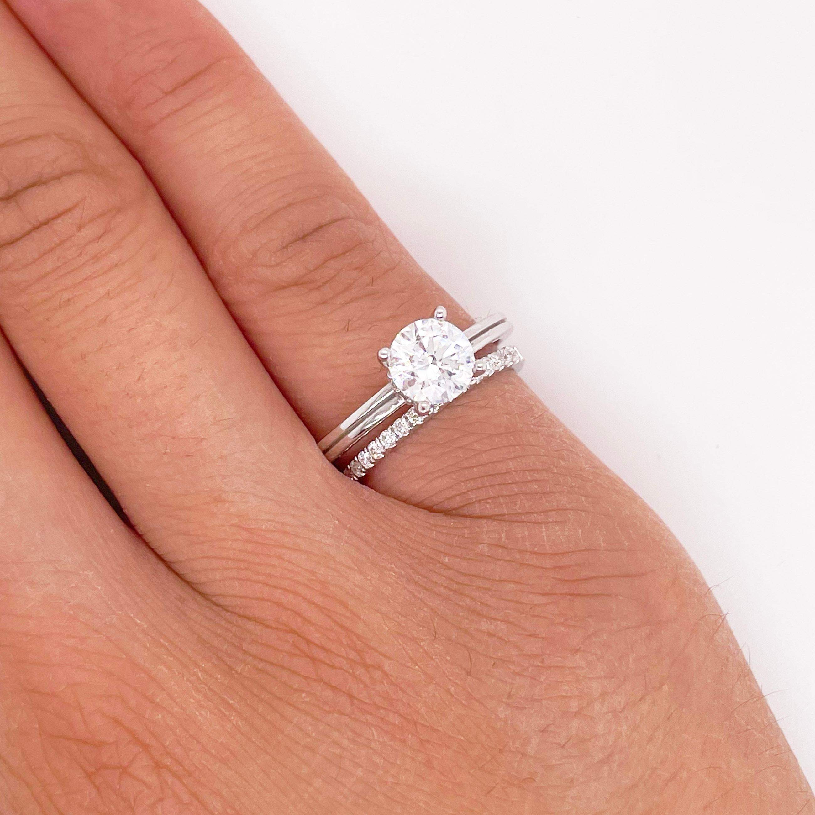 Diamond Band Ring, Stackable Band in 14K White Gold, .15 Carat Diamond Ring 4