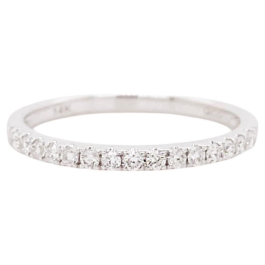 Diamond Band Ring, Stackable Band in 14K White Gold, .15 Carat Diamond Ring
